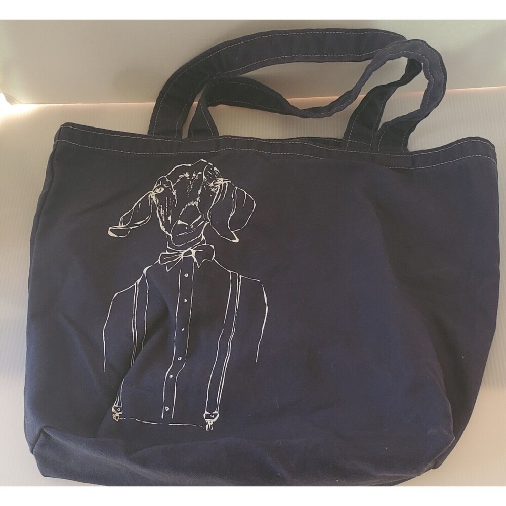 Beekman 1802 Navy Blue Denim Gentleman Goat Tote Bag Handbag